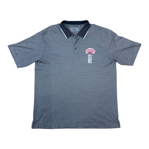 Alabama National Champions Polo Shirt Navy Blue Striped Short Sleeve M 2009 2020 - Picture 1 of 5